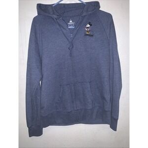 Disneyland Resort Zip Up Hoodie Minnie Mouse Embroidered Blue Womens Size M
